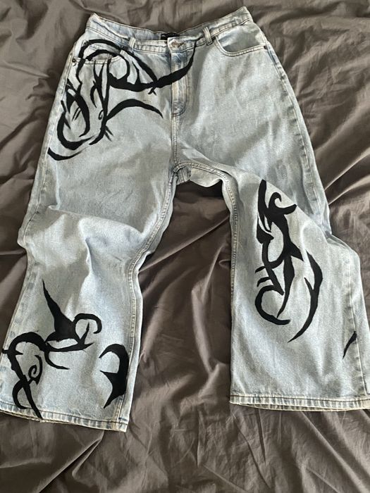 Tribal print jeans кастом
