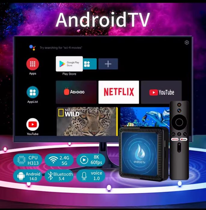 Смарт ТБ приставка  8К 4/64 Гб  12,13,14  Андроїд