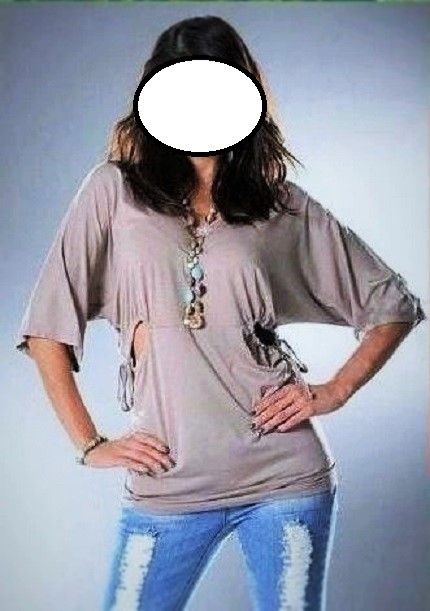 Bluzka luźna tunika oversize z wycięciami Duży rozmiar