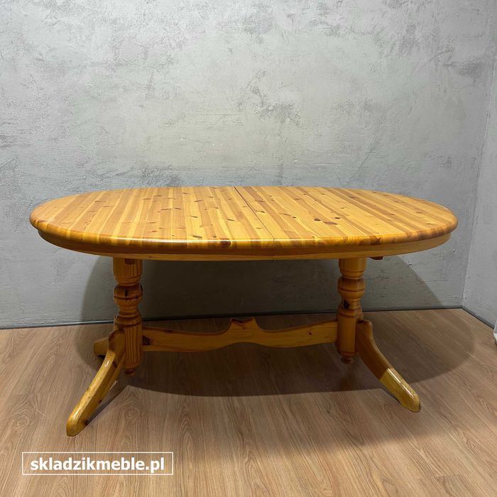 251025 Stół sosnowy, owalny, rozkładany do 260 cm długości