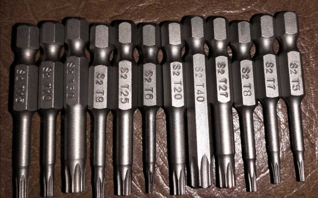 Биты Torx 12шт (t5,t6,t7,t8,t9,t10,t15, t20,t25,t27,t30,t40)-комплект