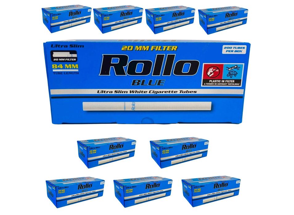 10 x ROLLO BLUE 6,5 mm 200 szt GILZY PAPIEROSOWE ultra SLIM (84/25)