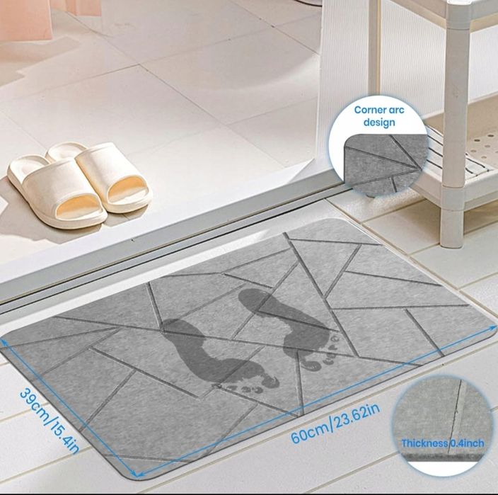 Mata Antypoślizgowa do Łazienki Kamienna Okrzemkowa Szybkoschnąca