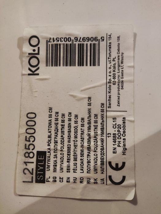 Koło Style umywalka półblatowa