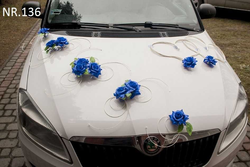 Ślubna dekoracja na samochód.Stroik na auto do ślubu.Ozdoby.ZESTAW 136