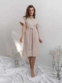 Льняное платье-халат Massimo Dutti Zara L