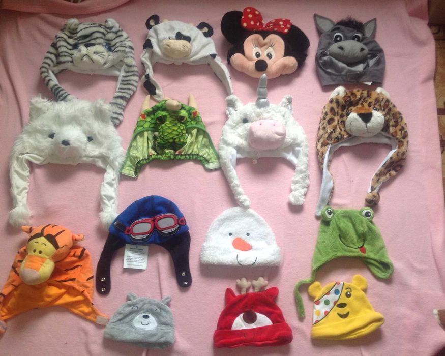 шапка Новогодняя Тигр Ослик Дракон Жабка Пони Пилот Олень Снеговик