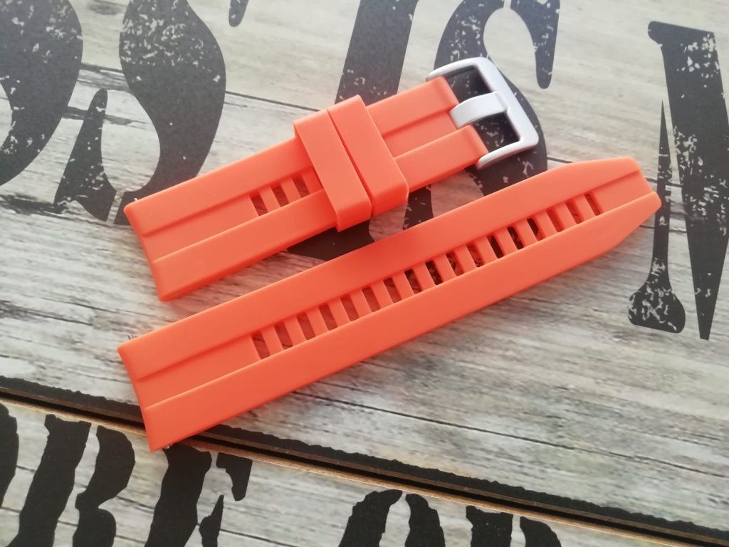 Bracelete em silicone, 22mm fecho fácil (Novo) laranja