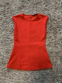 Top bluzka z baskinką damska Top Secret czerwony suwak