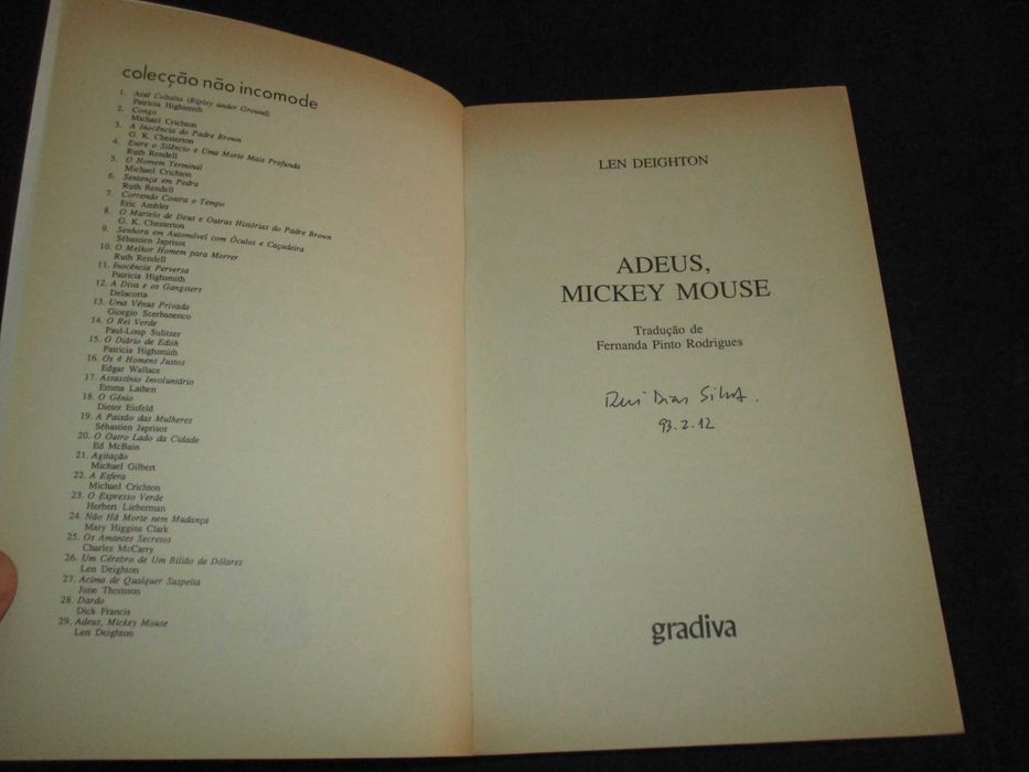 Livro Adeus Mickey Mouse Len Deighton Gradiva