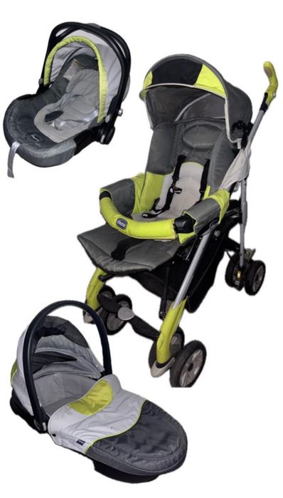 Trio Chicco com alcofa, carrinho, ovo