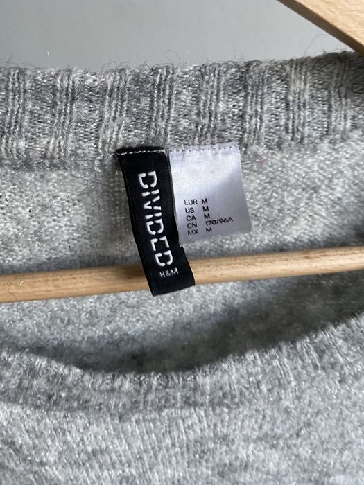 Szary sweter H&M długi z wełną zimowy ciepły sweterek alpaka