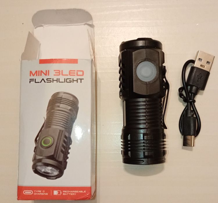 Latarka ładowalna, usb-c.