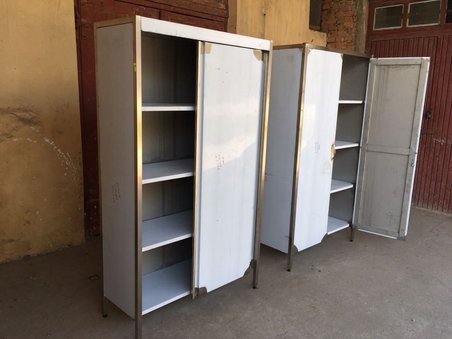 Стелаж Шафа нержавійка з дверками тумба