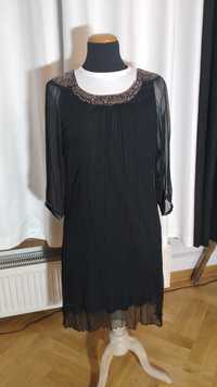 Czarna sukienka wizytowa z jedwabiu naturalnego