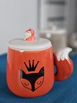 Nowy Ceramiczny kubek z pokrywką Lis 360 ml