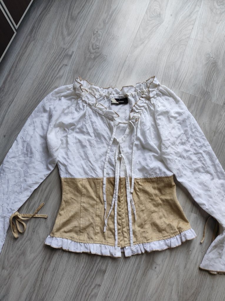 Vintage haftowana biała bluzka - boho/retro