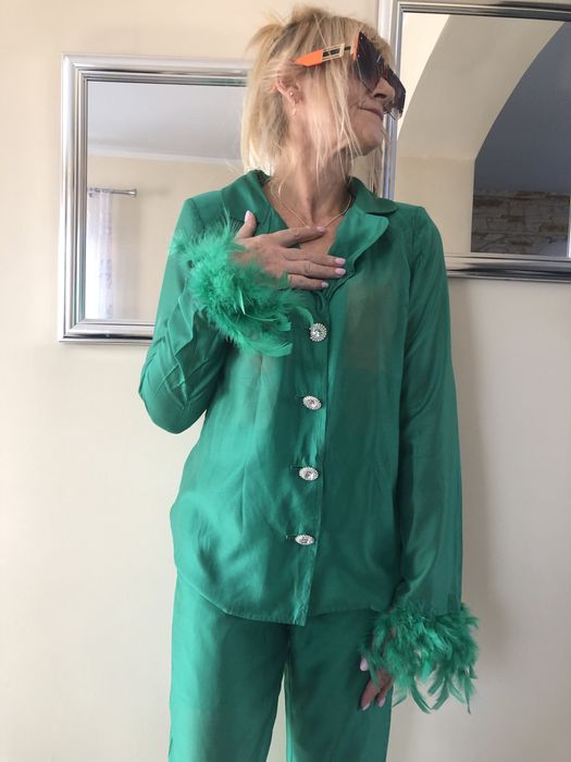 Garnitur jedwabny jedwab M vintage retro 100%