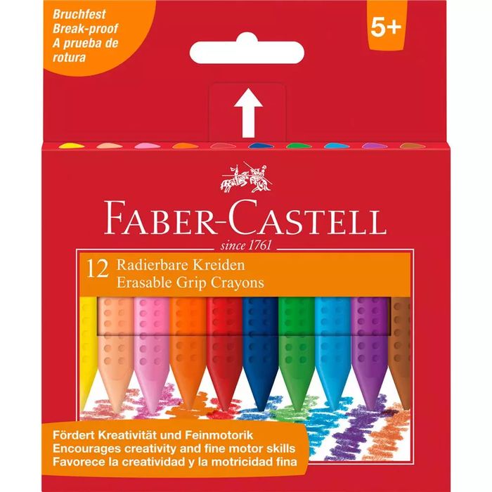 Kredki Grip trójkątne woskowe 12 kolorów. Faber Castell