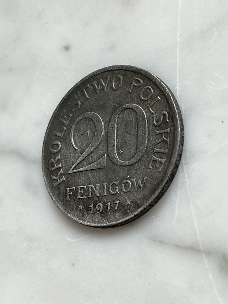 20 feningów Królestwo Polskie. Moneta z 1917r