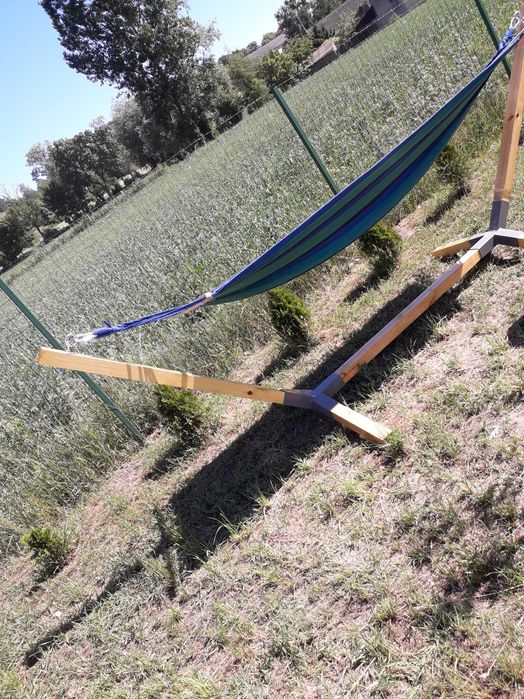 Hamak ogrodowy  drewniany   stelaż