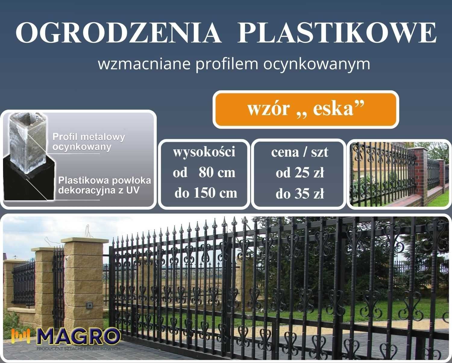 Sztachety plastikowe na balustrady, ogrodzenia, różne wzory PRODUCENT