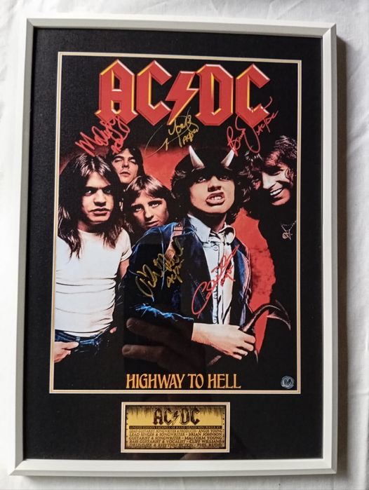 Moldura Band AC/DC - Highway to Hell com Autógrafos (A4)