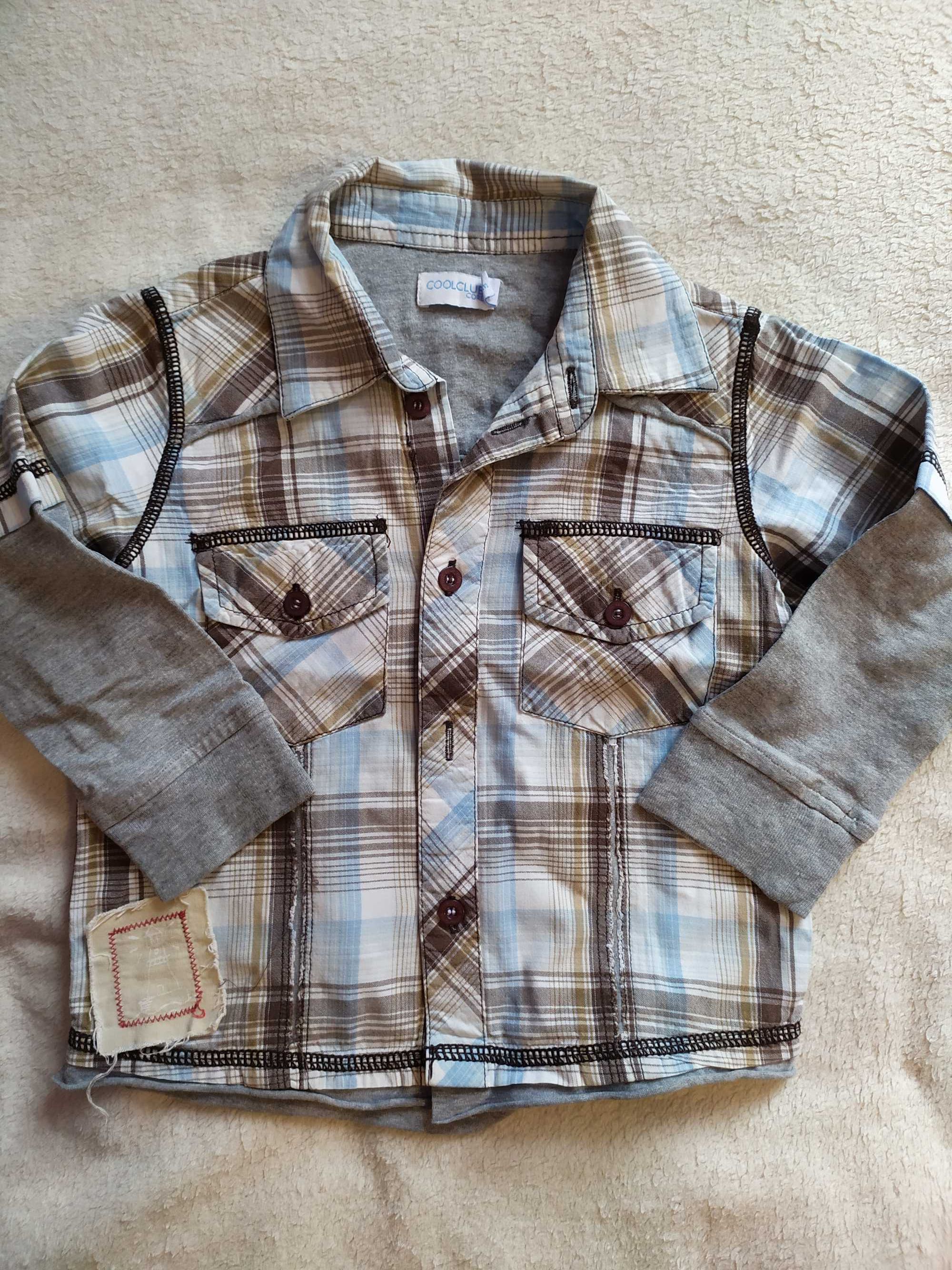 Wygodna koszula, spodnie bojówki, dwie sztuki 92 cm