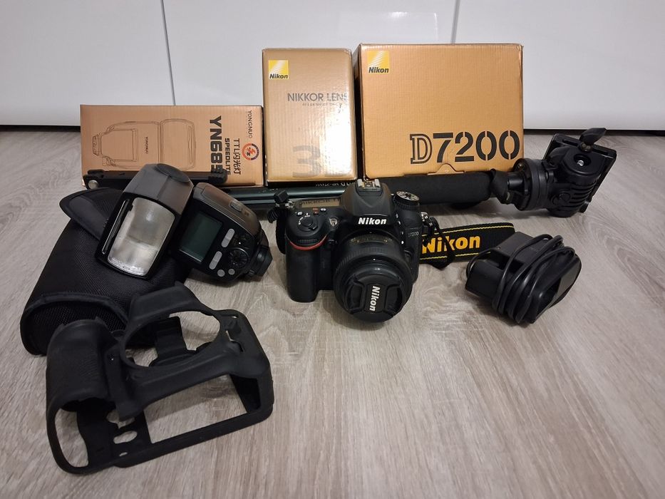 Zestaw Nikon D7200 + Nikkor 35mm f/1.8G +YN685 +statyw/ stan idealny