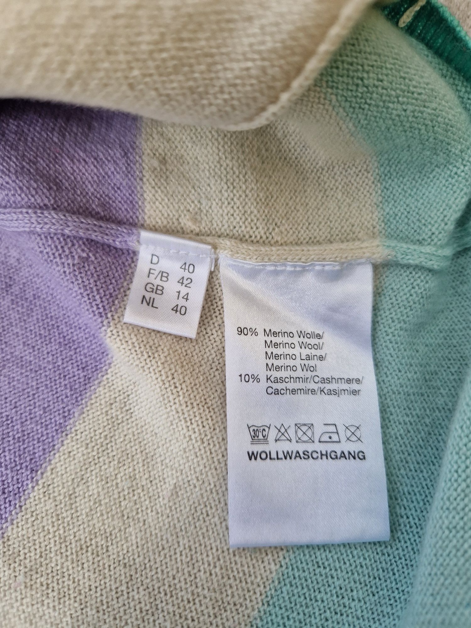 Merino kaszmir piękny sweterek PUBLIC pastelowe kolory CUDO