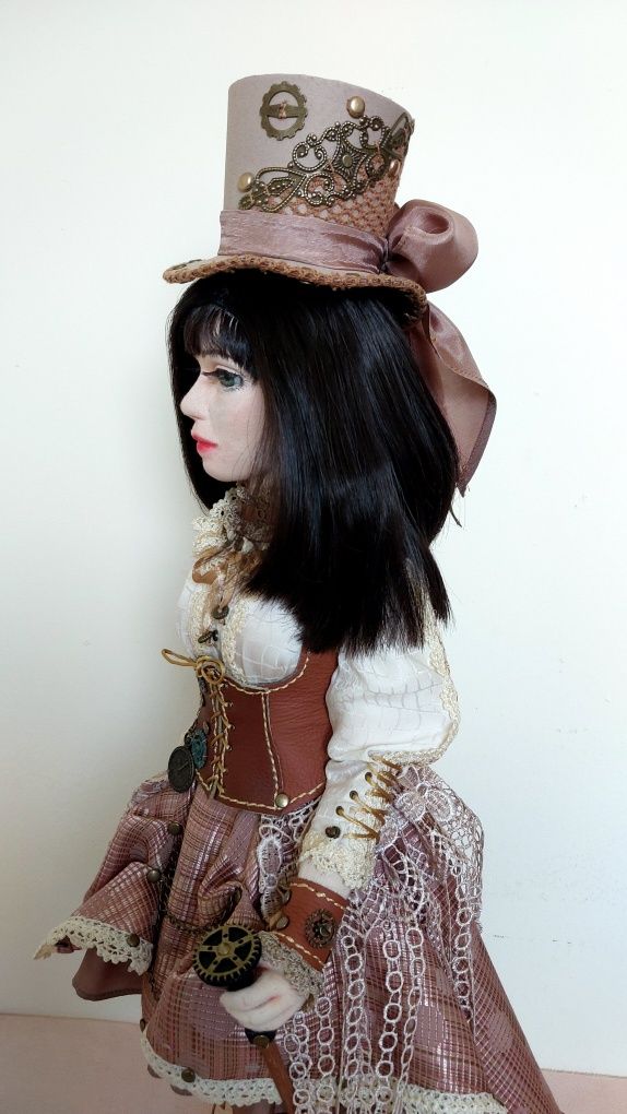 Steampunkowa Pani. Lalka tekstylna wykonana ręcznie.