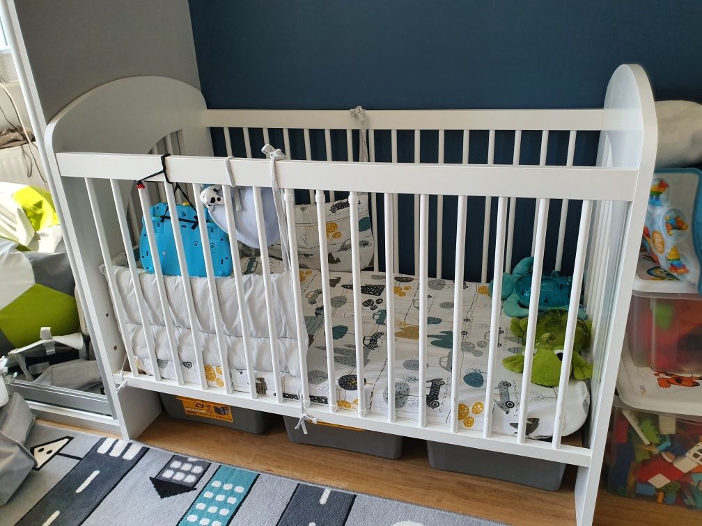 łóżeczko niemowlęce Klupś nel 120x60 białe regulacja + materac