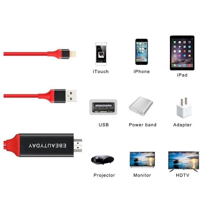 Kabel Adapter MHL iPhone HDMI 8 PIN 5 6 7 iPad 2 3 4 TV