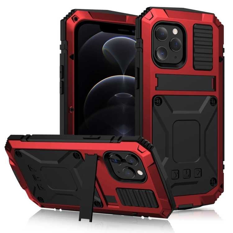 R-JUST Pancerne Etui Antywstrząsowe do iPhone 12/12 Pro czerwone