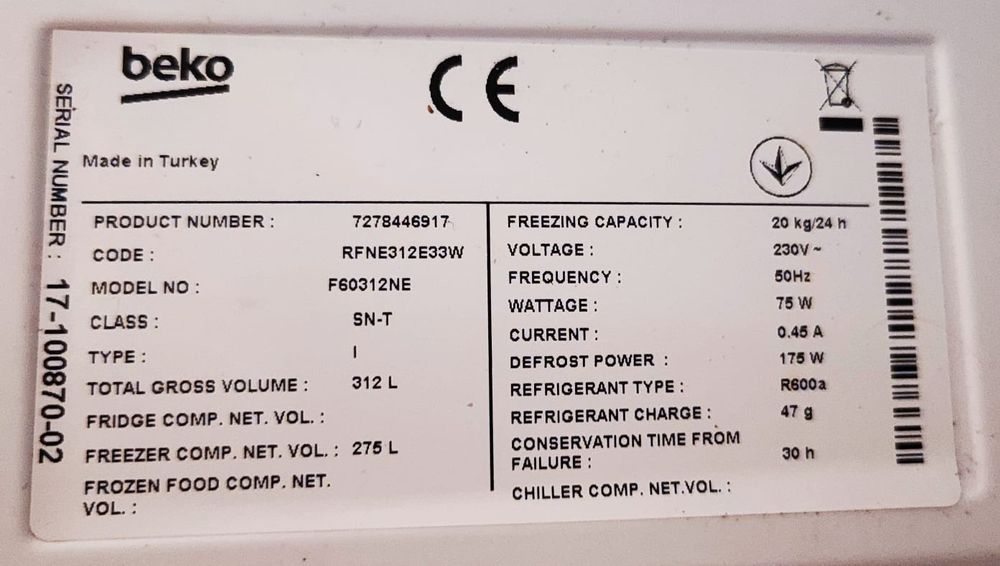 Gavetas para congelador Beko