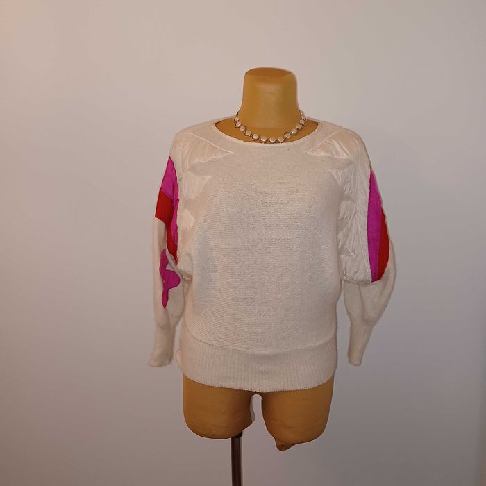 MONDI sweter vintage z aplikacjami angora+wełna jak kaszmir dla M/XL