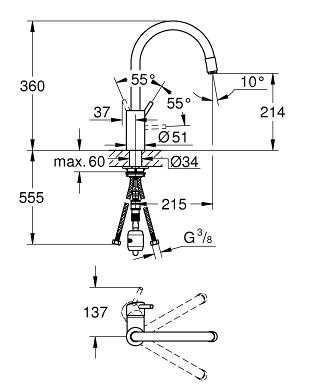 Grohe Concetto змішувач для мийки одноважільний з висувним виливом