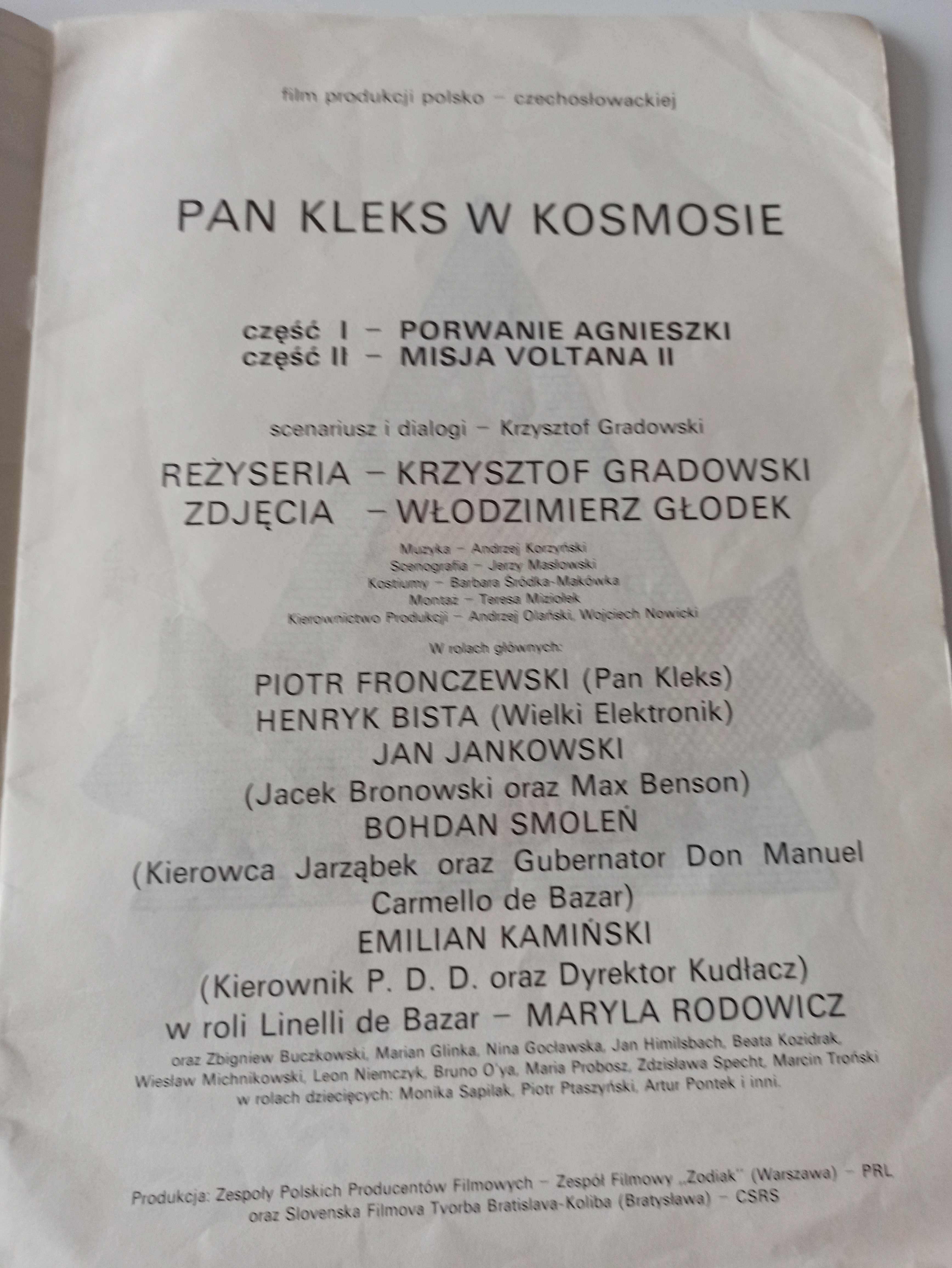 Pan Kleks w kosmosie – teksty piosenek z filmu książeczka z tekstami