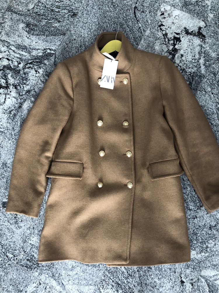 Nowy płaszcz Zara wełna camel xl