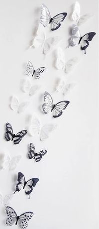 Naklejki 3D, motyle, białe i czarne 18 szt