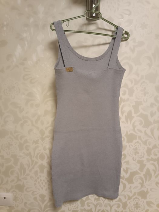 Сукня в рубчик приталена колір сірий С 42