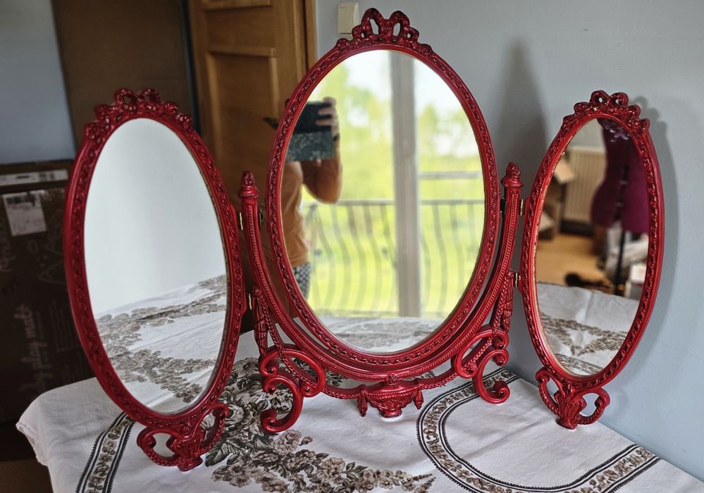 potrójne lustro do toaletki shabby chic vintage z wielkiej Brytanii uk