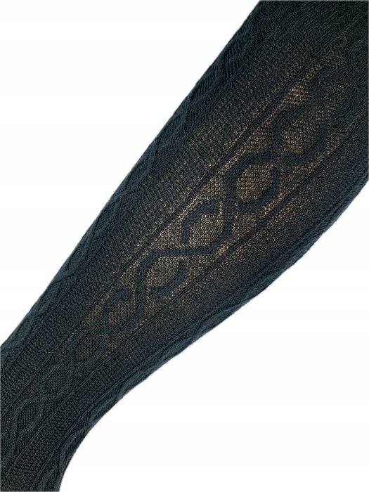 Rajstopy wzorzyste Calzedonia czarne kaszmir MODAL 80 den 3/4 (M/L)