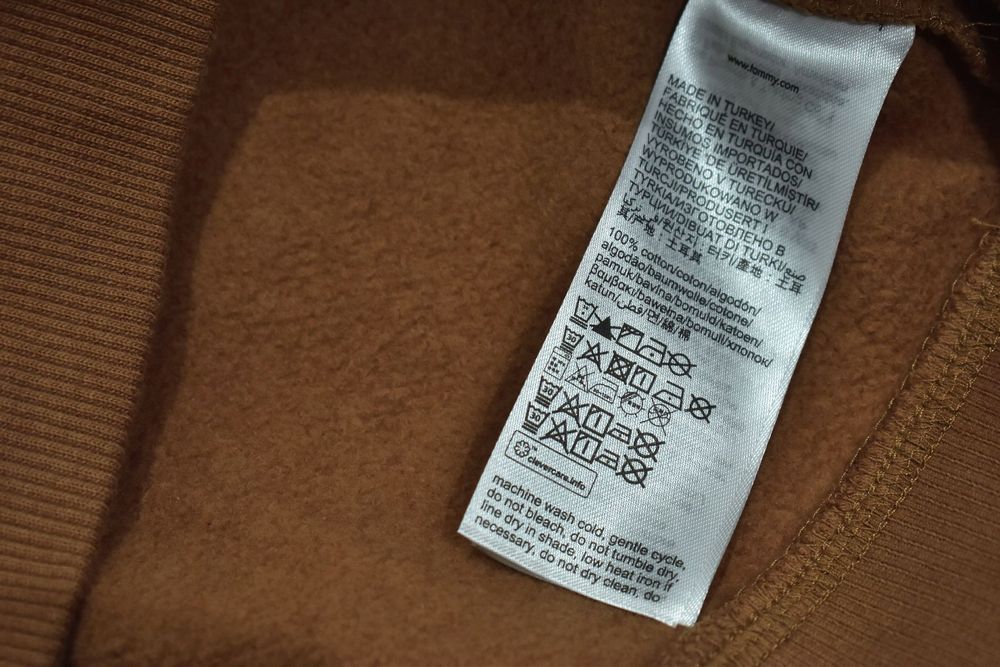 Tommy Hilfiger Brązowa Bluza Męska Z Naszywkami Crewneck Relaxed L