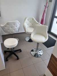 4 krzesla do salonu kosmetycznego pikowane stolki