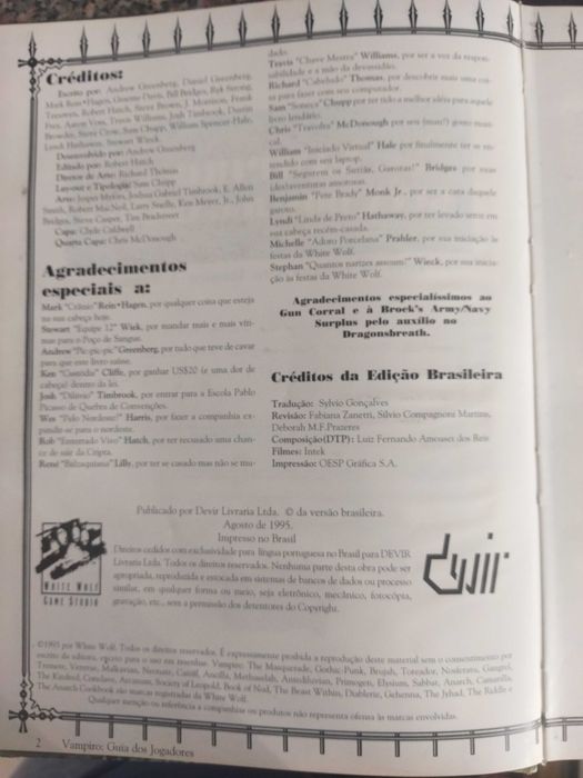 RPG - Livro Vampiro Guia dos Jogadores