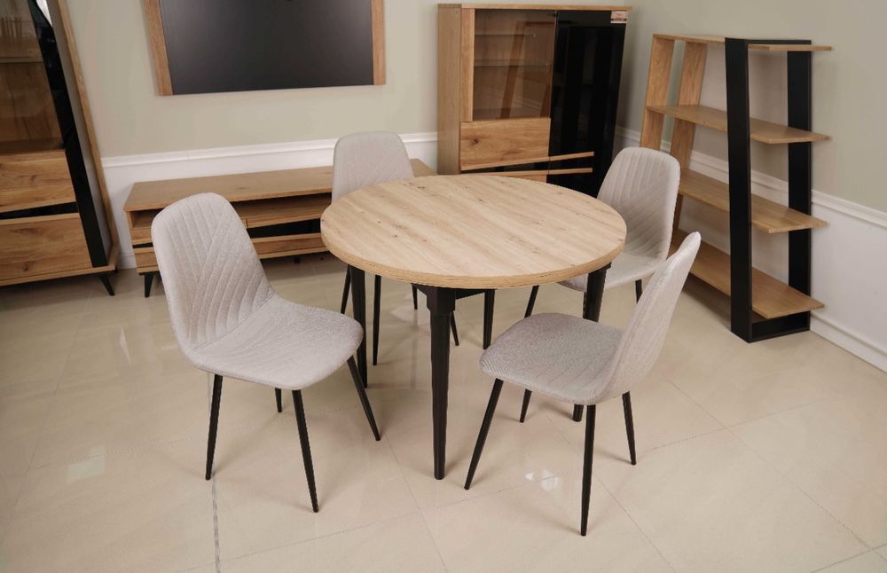 Stół z krzesłami stół +4 krzesła okragły rozkładany