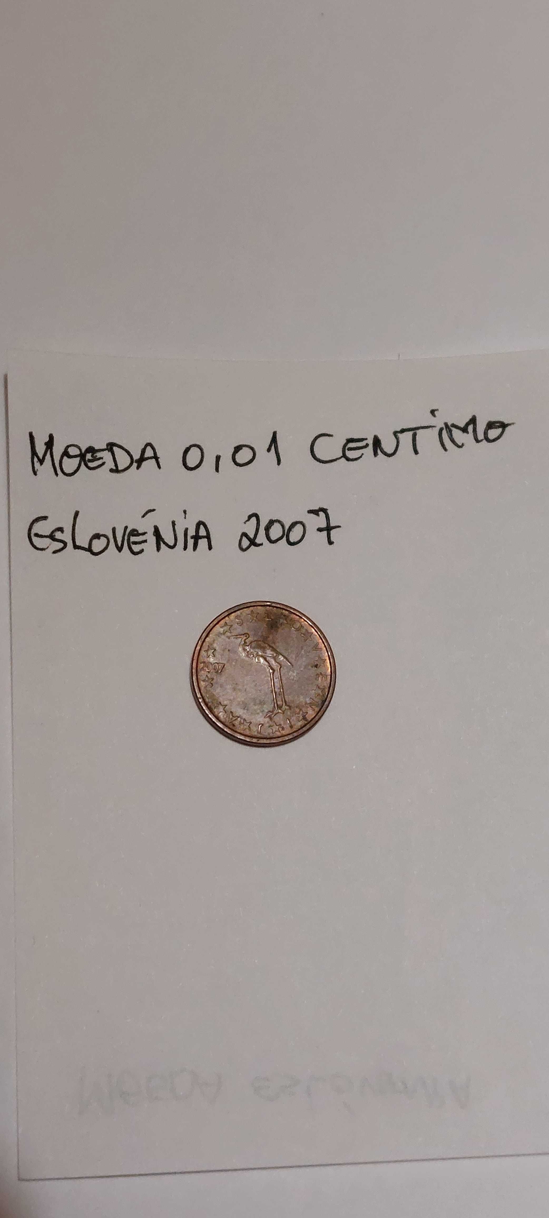 Moeda muito rara 0,01 centimo Eslovénia 2007 ,colecionadores