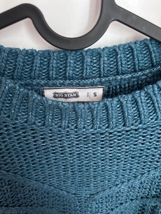 Big Star zielony gruby ciepły sweter