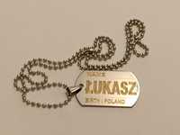 Naszyjnik nieśmiertelnik DOG-TAG - stal nierdzewna 316L - ŁUKASZ